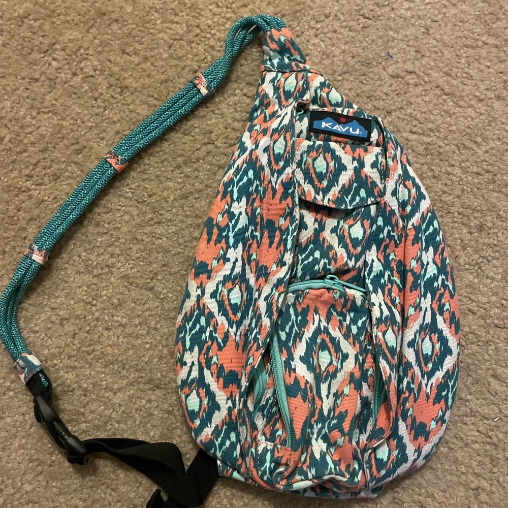 KAVU Teal and Coral Sling Bag